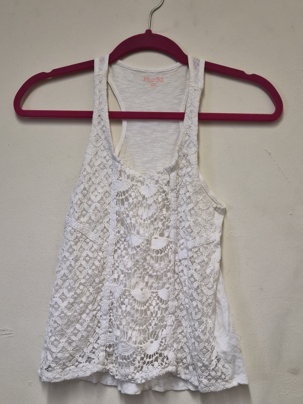 Mudd White Crochet Racerback Tank Size XS